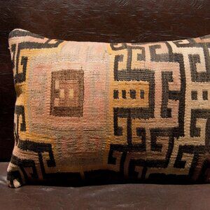 24"x16" Hand Woven Wool Terekeme Kilim Rug Vintage Pillow Cover